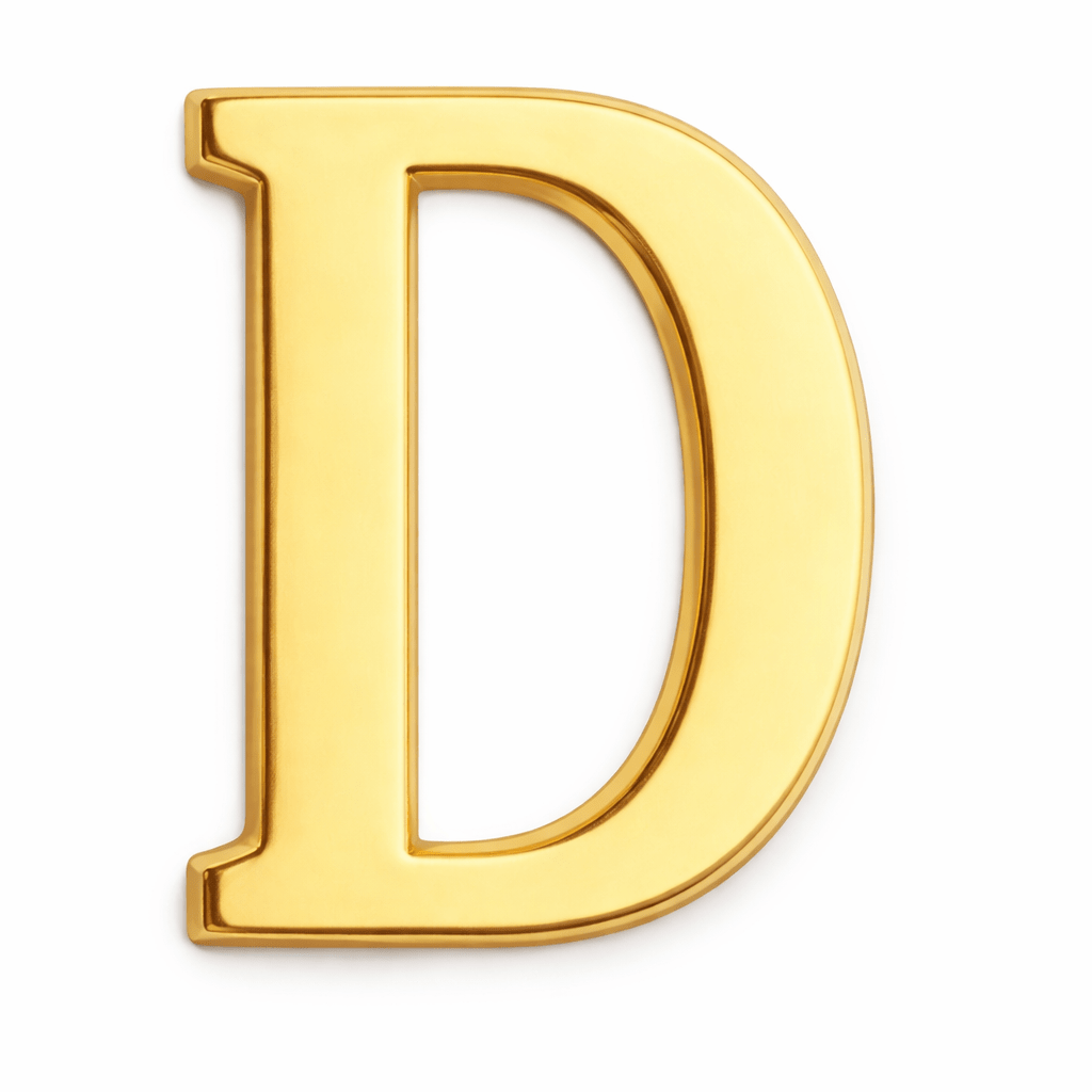 Gold Letter D Metal Phone Sticker With 3M Sticky Backing - StickyPins