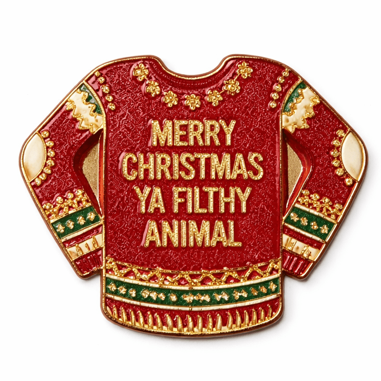 Merry Christmas Ya Filthy Animal Jumper Metal Phone Sticker with 3M Sticky Backing - StickyPins