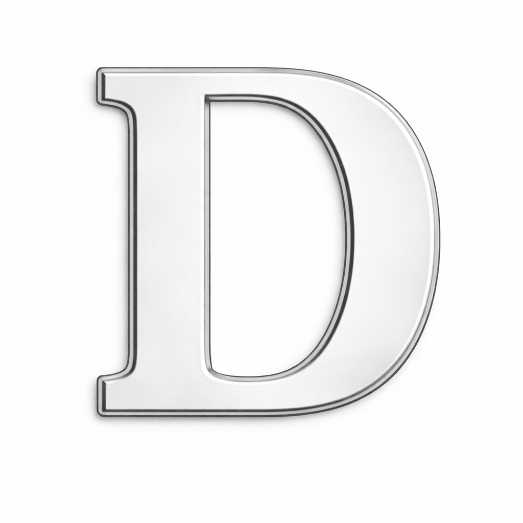 Silver Letter D Metal Phone Sticker With 3M Sticky Backing - StickyPins