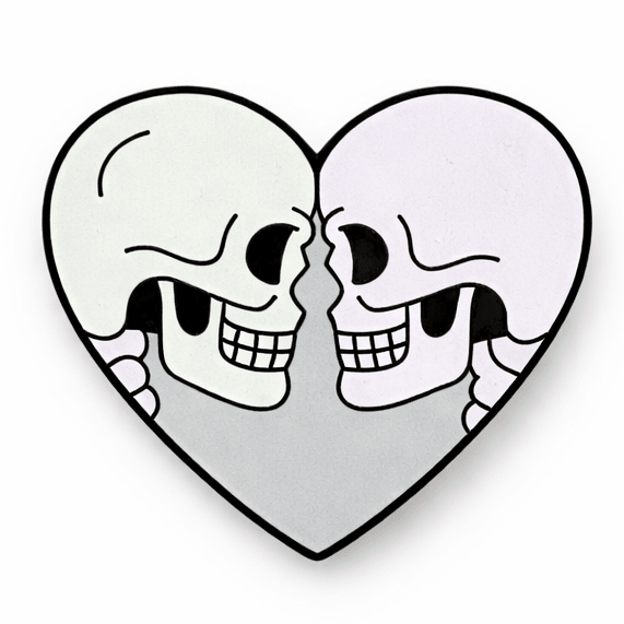 Skeleton Lovers Heart Metal Phone Sticker With 3M Sticky Backing - StickyPins