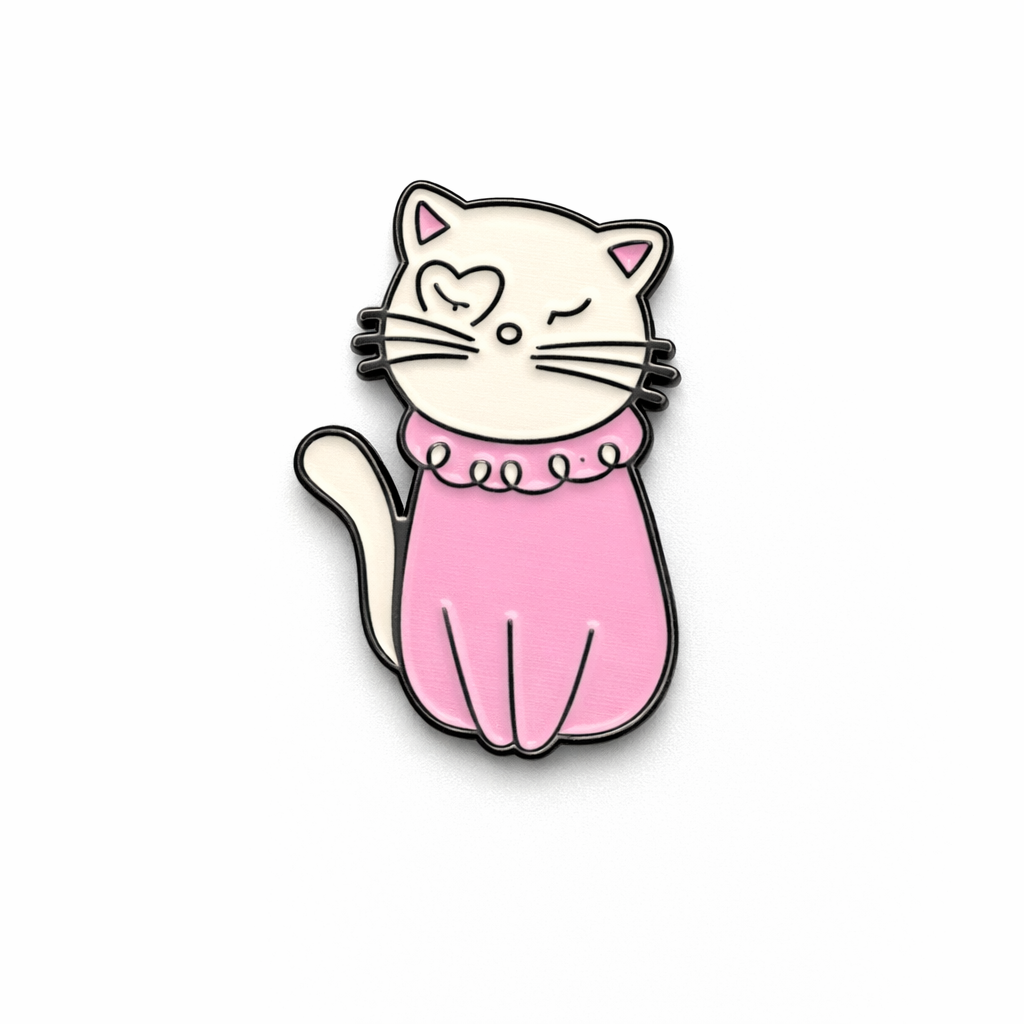 Pink Jumper Cat Metal Phone Sticker With 3M Sticky Backing