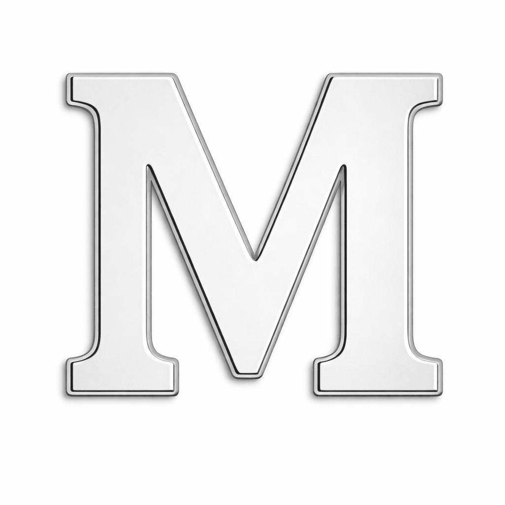 Silver Letter M Metal Phone Sticker With 3M Sticky Backing - StickyPins