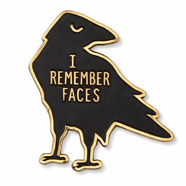 I Remember Faces Crow Metal Phone Sticker With 3M Sticky Backing - StickyPins