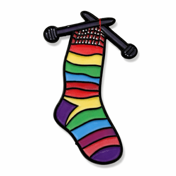 Rainbow Sock Knitting Metal Phone Sticker with 3M Sticky Backing - StickyPins
