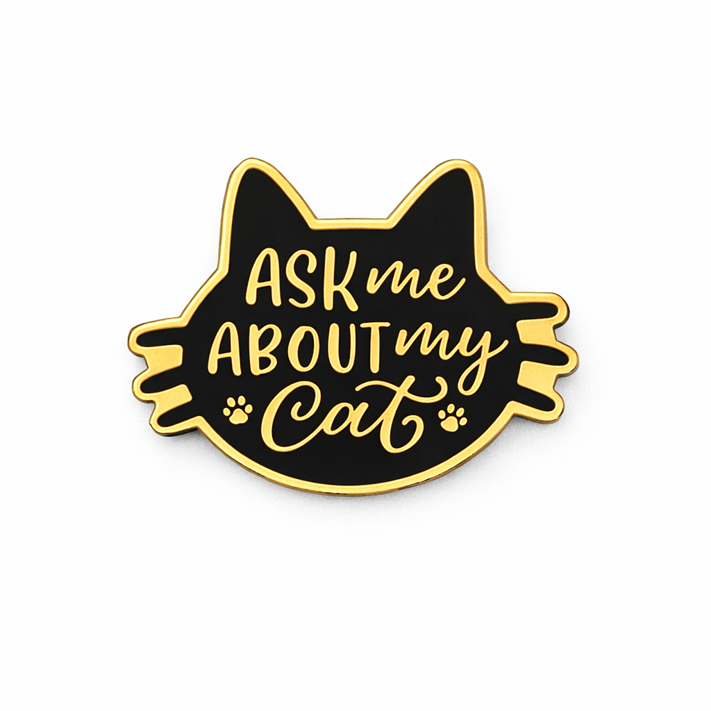 Ask Me About My Cat Enamel Metal Phone Sticker With 3M Sticky Backing