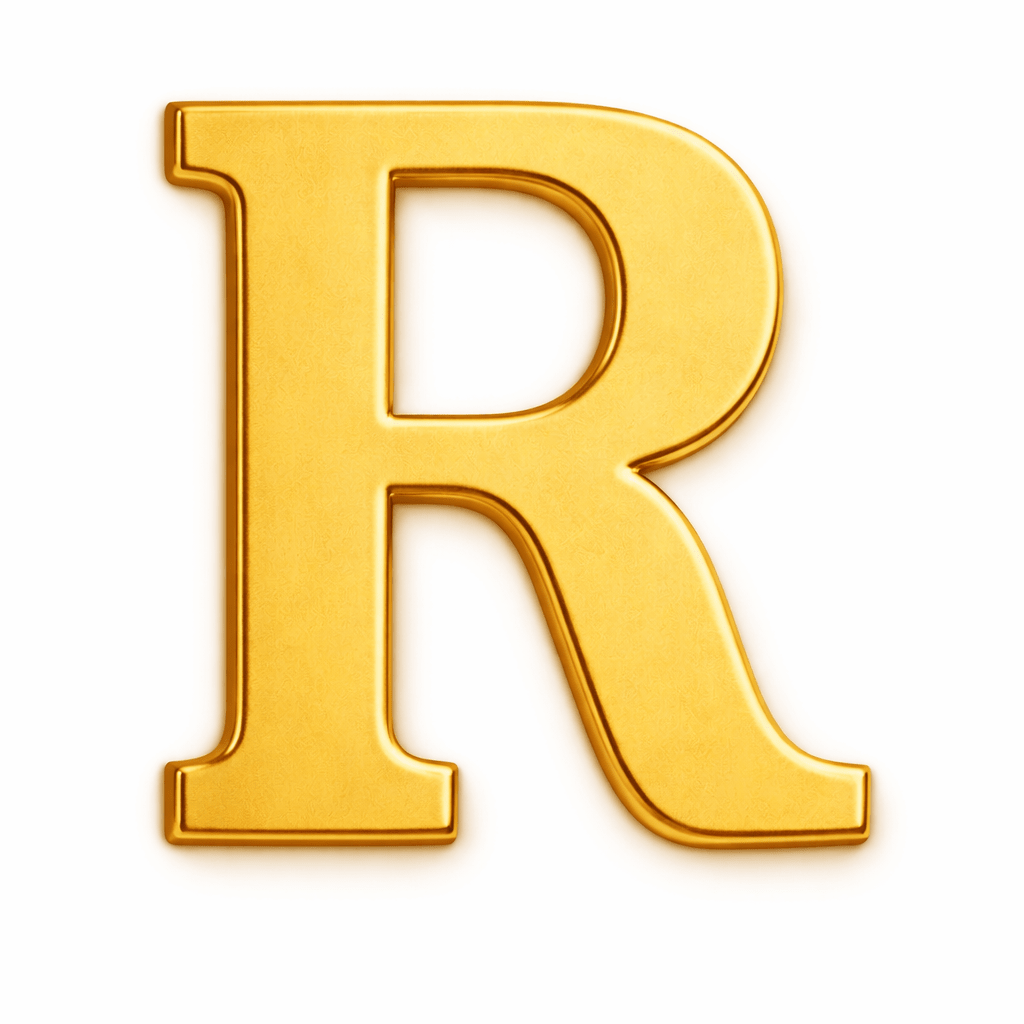 Gold Letter R Metal Phone Sticker With 3M Sticky Backing - StickyPins