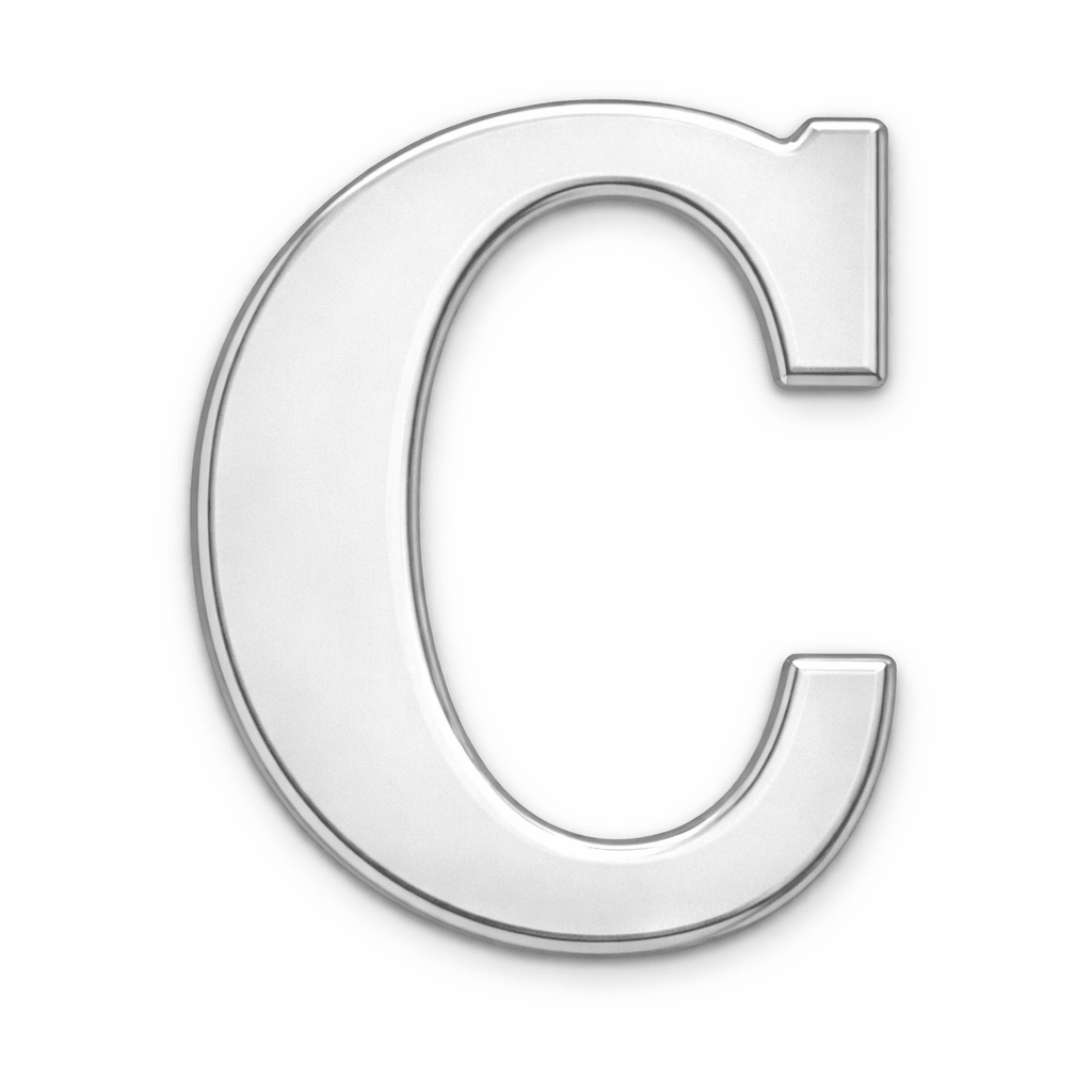 Silver Letter C Metal Phone Sticker With 3M Sticky Backing - StickyPins