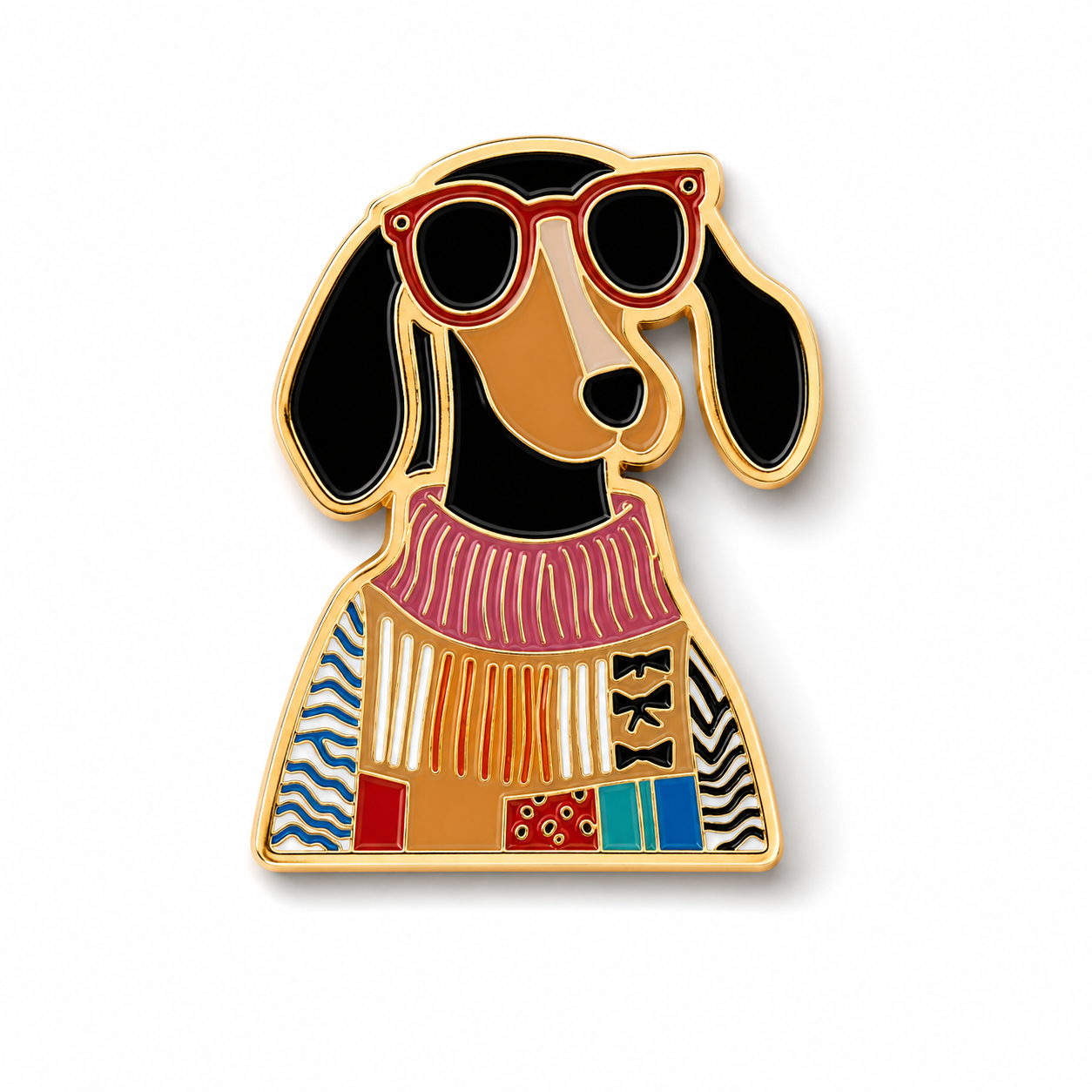 Fashion Dachshund Dog Metal Phone Sticker With 3M Sticky Backing