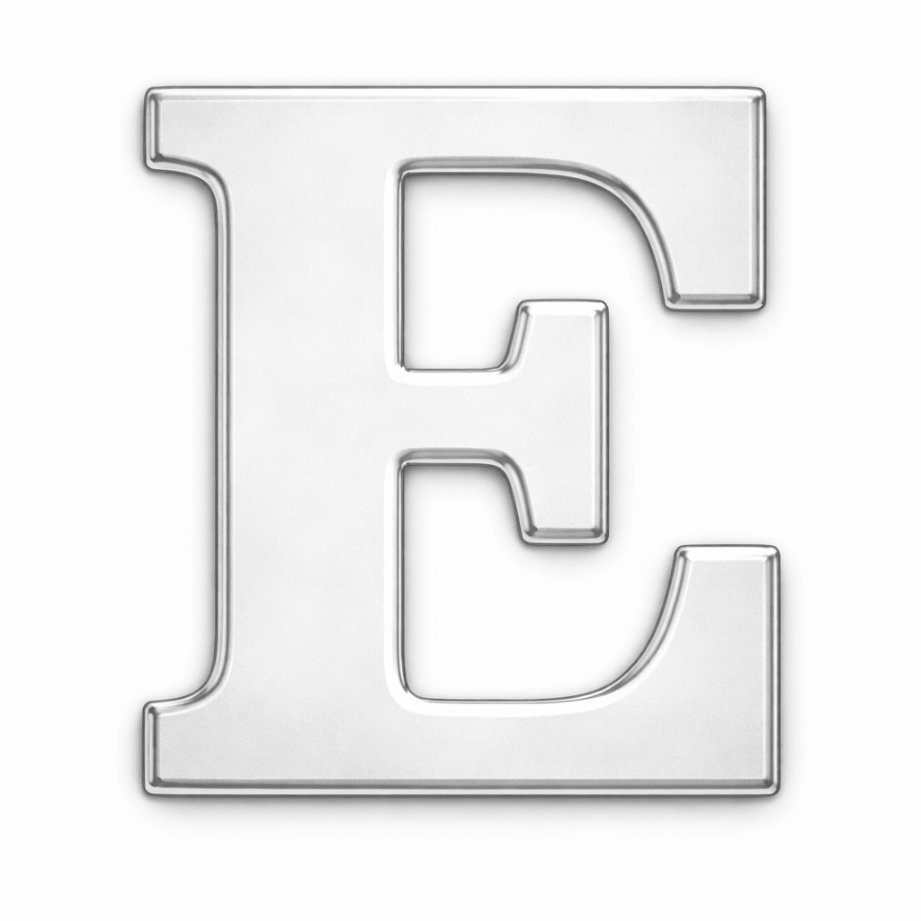 Silver Letter E Metal Phone Sticker With 3M Sticky Backing - StickyPins