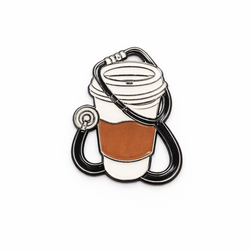 Stethoscope Coffee Cup Metal Phone Sticker With 3M Sticky Backing