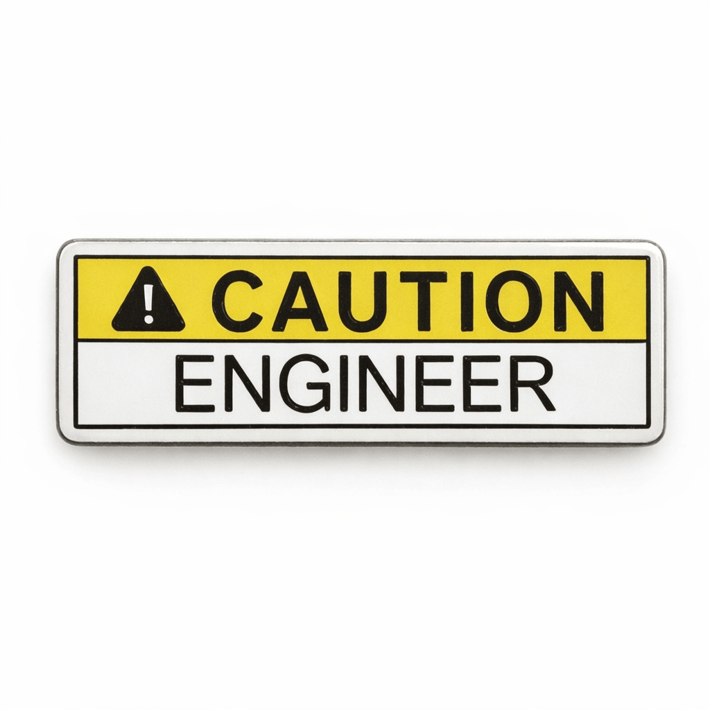 Caution Engineer Metal Phone Sticker With 3M Sticky Backing - StickyPins