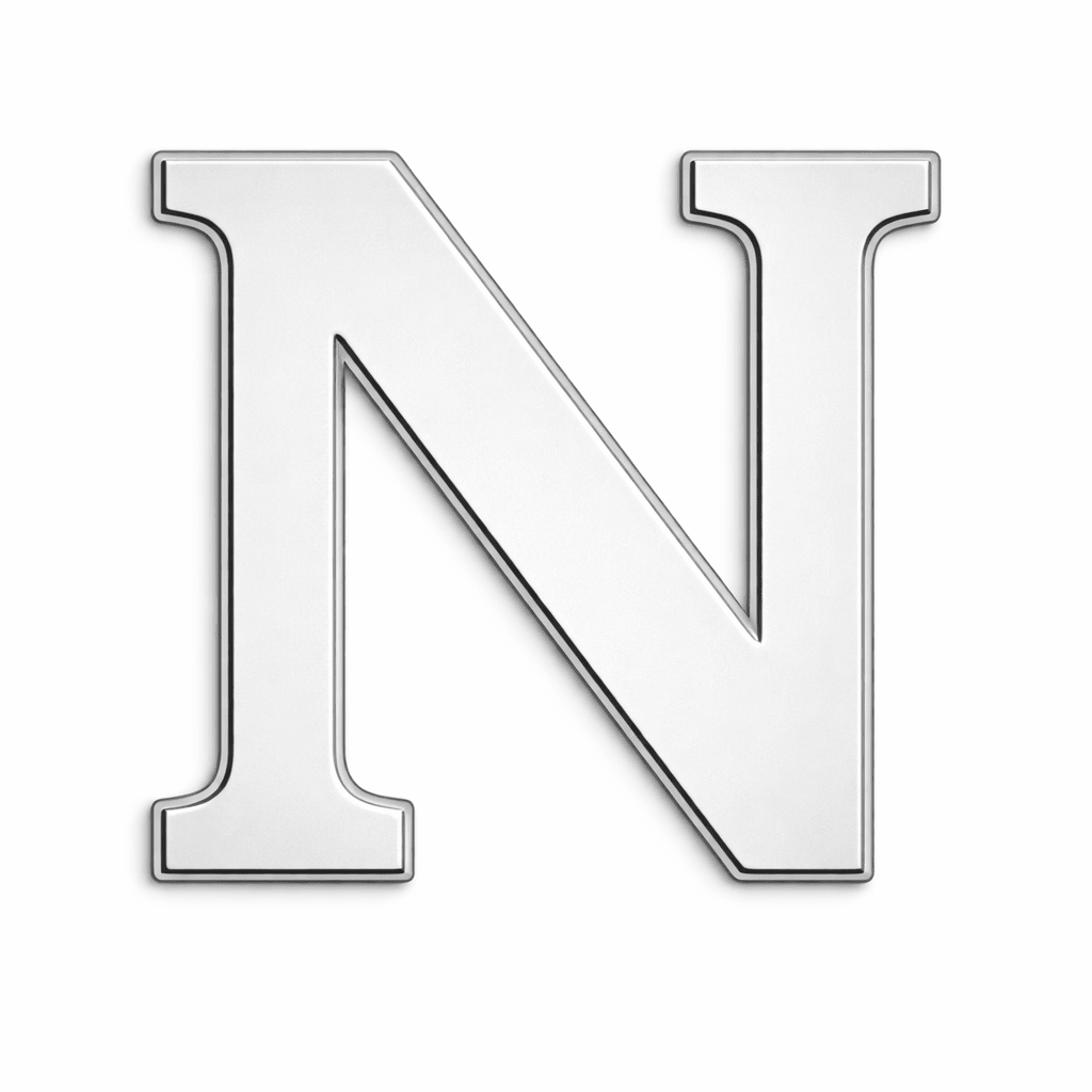 Silver Letter N Metal Phone Sticker With 3M Sticky Backing - StickyPins