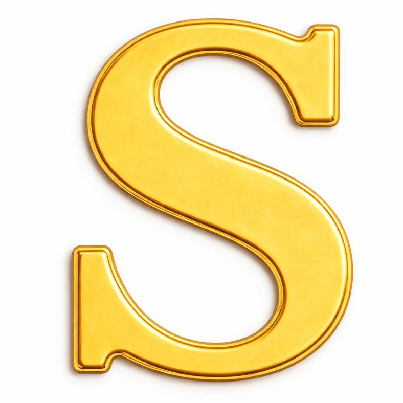 Gold Letter S Metal Phone Sticker With 3M Sticky Backing - StickyPins