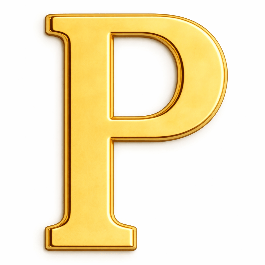 Gold Letter P Metal Phone Sticker With 3M Sticky Backing - StickyPins