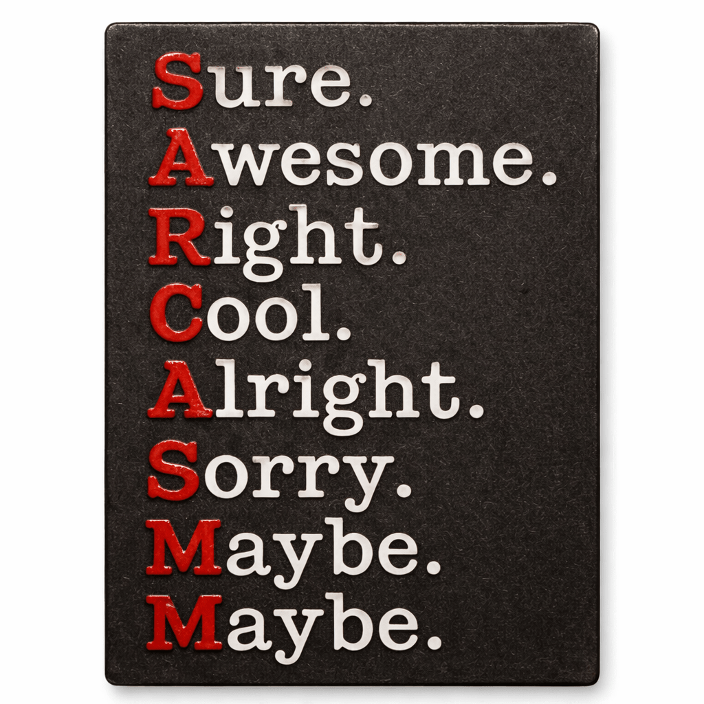 Sarcasm Acronym Metal Phone Sticker With 3M Sticky Backing - StickyPins