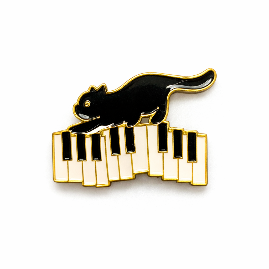 Black Cat Piano Metal Phone Sticker With 3M Sticky Backing