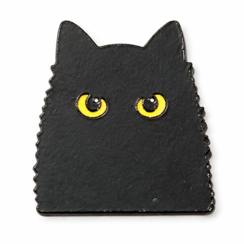 Fluffy Black Cat Metal Phone Sticker with 3M Sticky Backing - StickyPins