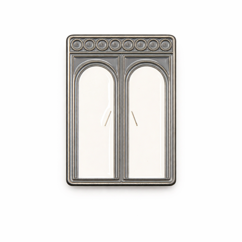 Arched Vintage Window Metal Phone Sticker With 3M Sticky Backing