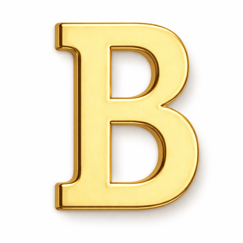 Gold Letter B Enamel Metal Phone Sticker With 3M Sticky Backing - StickyPins