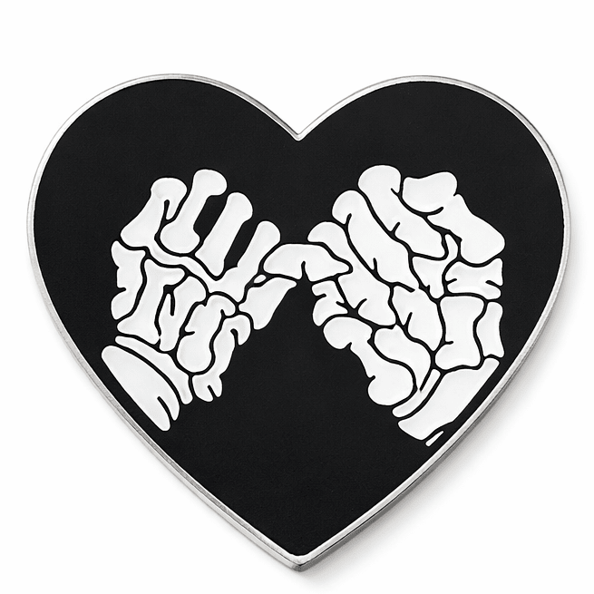 Skeleton Pinkie Swear Heart Metal Phone Sticker with 3M Sticky Backing - StickyPins