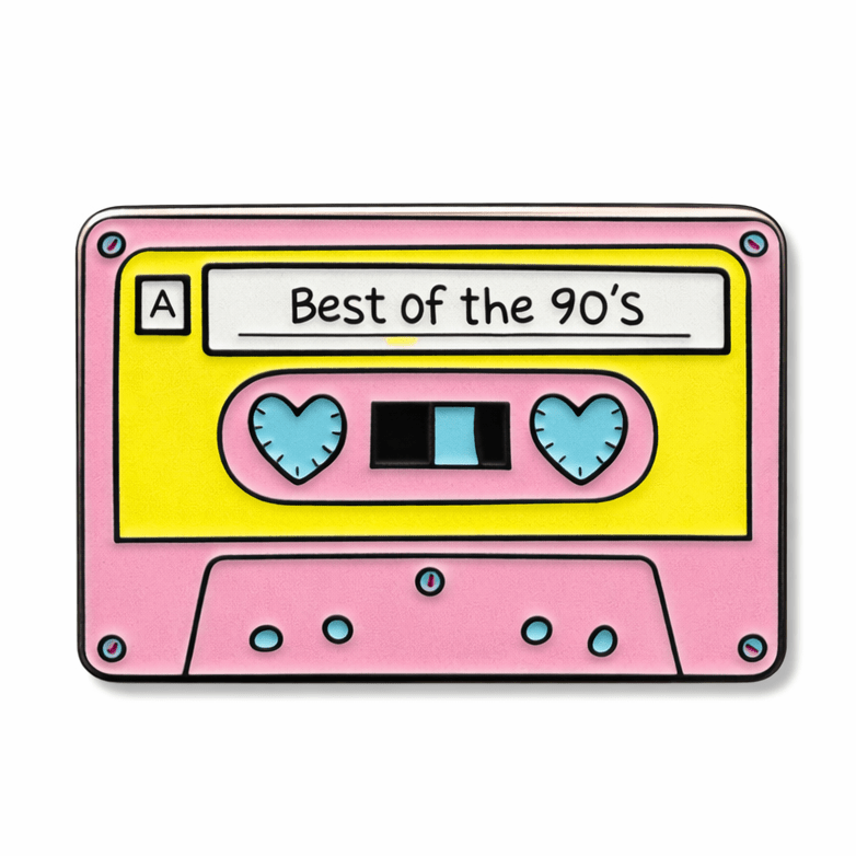 90s Mixtape Retro Cassette Metal Phone Sticker With 3M Sticky Backing - StickyPins