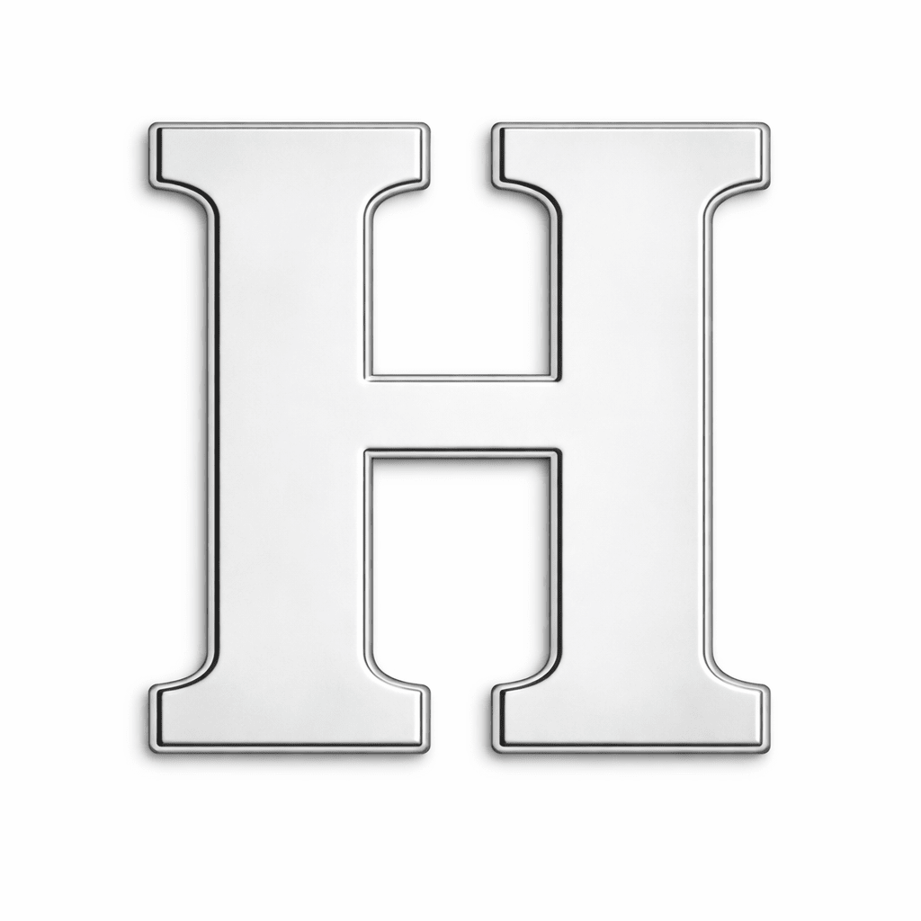 Silver Letter H Metal Phone Sticker With 3M Sticky Backing - StickyPins