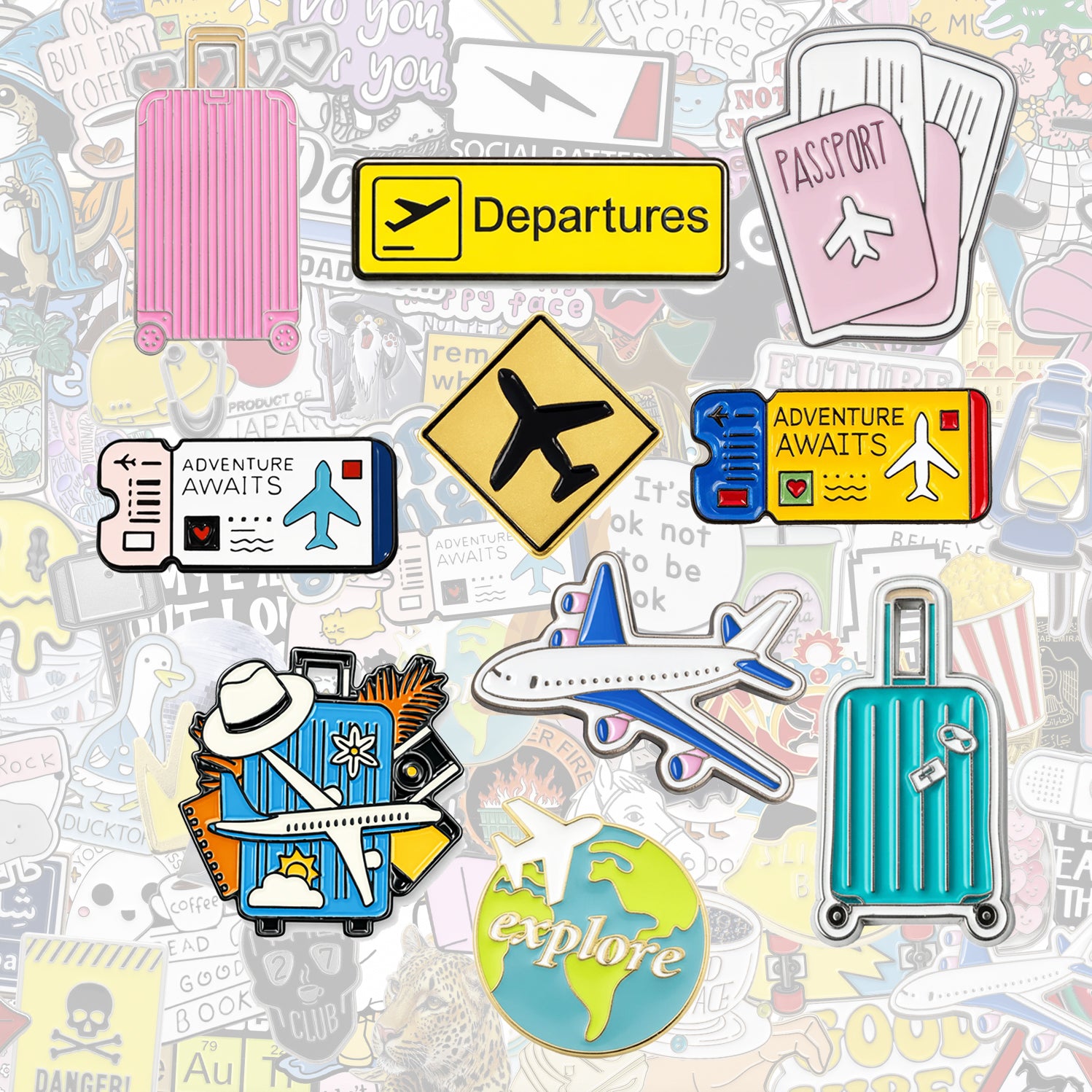 Travel Metal Phone Stickers With 3M Sticky Backing